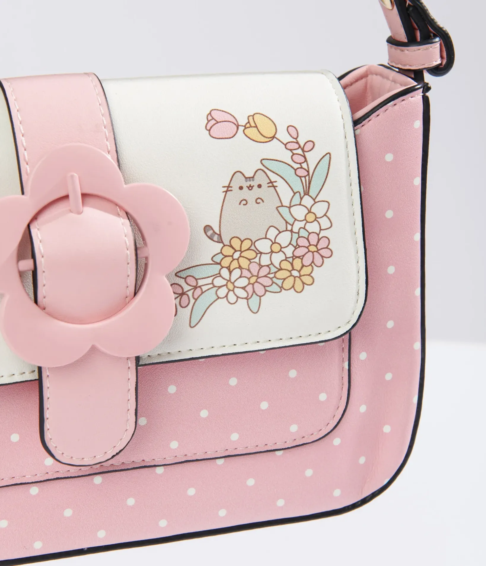 Unique Vintage All Things Pink>Pusheen x Pink & White Polka Dot Pusheen Print Handbag