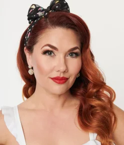 Unique Vintage All Things Black|Hair Scarves>Pusheen x Pool Time 1950s Hair Scarf