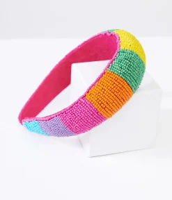 Unique Vintage Pride|Headbands>Rainbow Beaded Chunky Headband