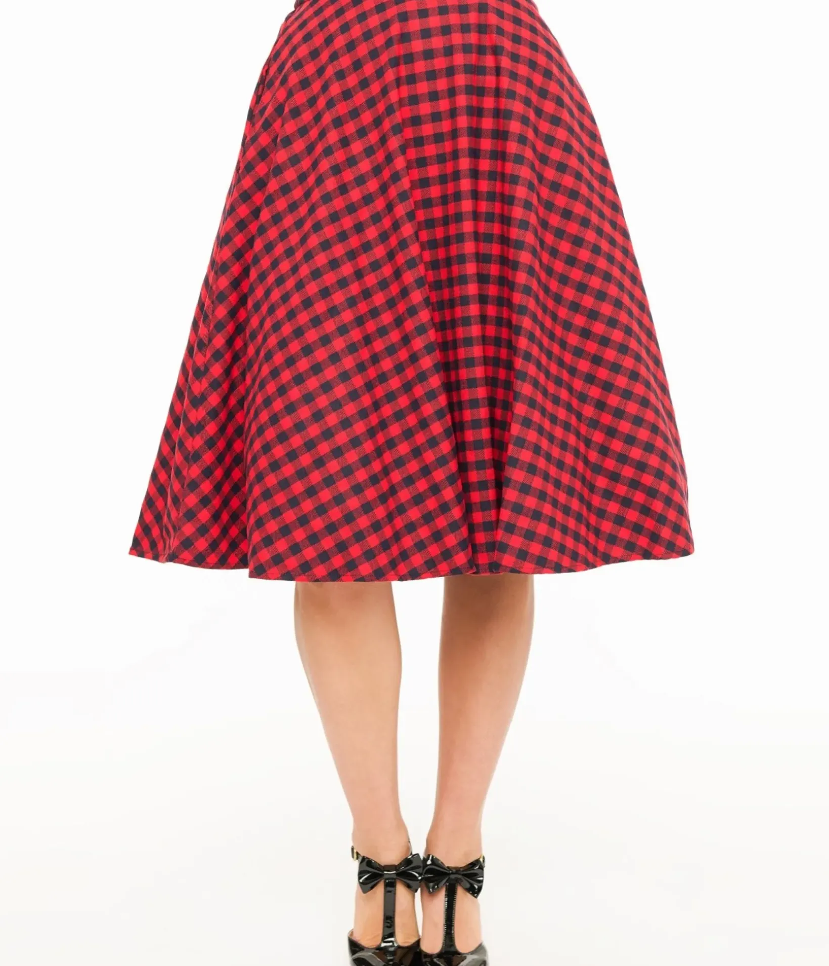 Unique Vintage Skirts|All Things Red>Red & Black Plaid Midi Skirt