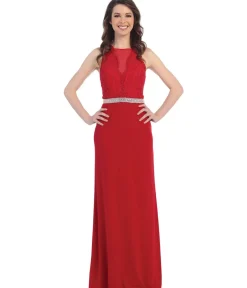 Unique Vintage Special Occasion|Bridesmaid Dresses>Red Embroidered Lace Long Chiffon Dress