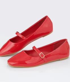 Unique Vintage Disney Bounding|Flats>Red Patent Leatherette Mary Jane Flats