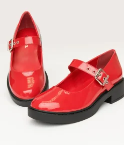 Unique Vintage All Things Red>Red Patent Leatherette Mary Jane Platforms