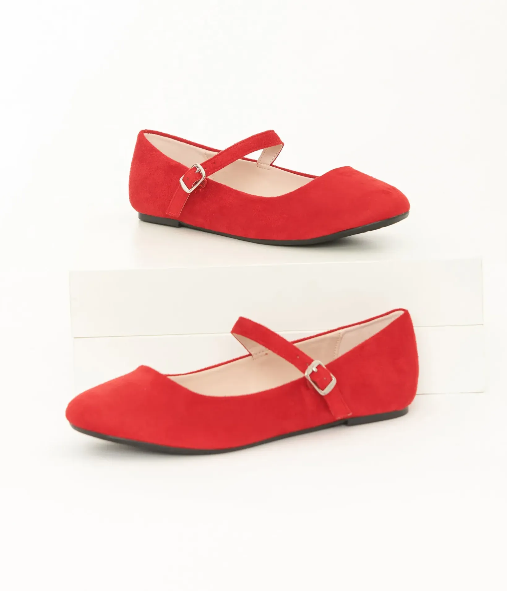 Unique Vintage Flats|All Things Red>Red Suede Mary Jane Flats
