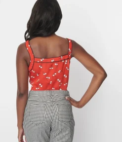 Unique Vintage Blouses|All Things Red>Red & White Cherry Top
