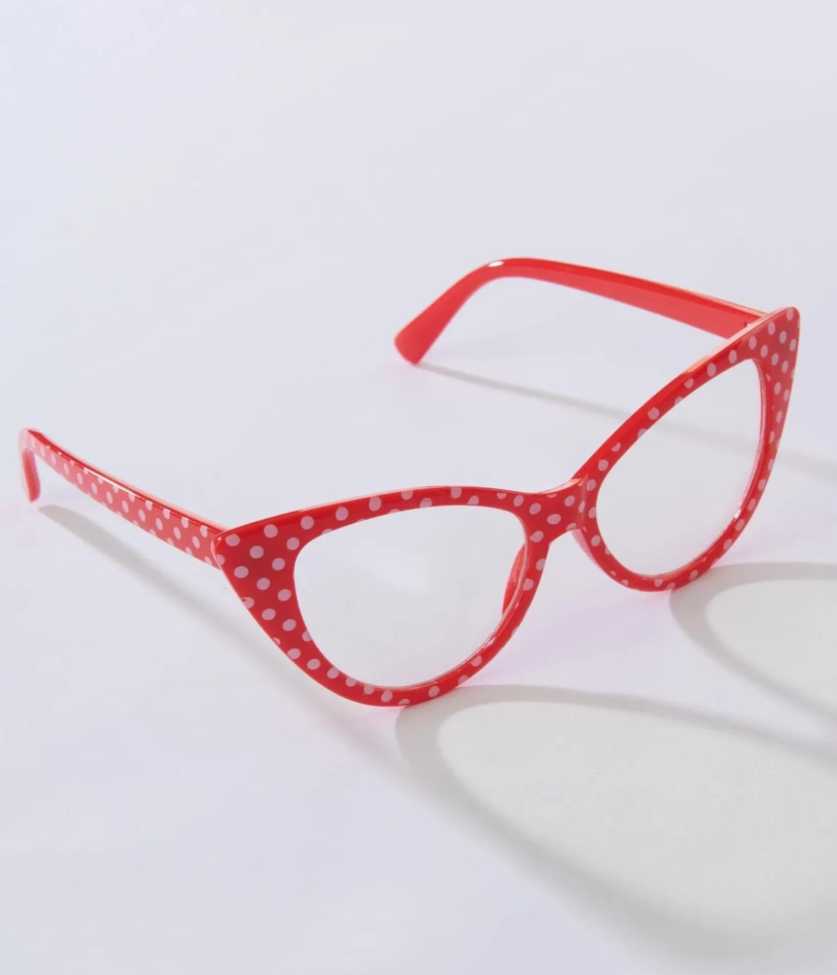 Unique Vintage Disney Bounding|All Things Red>Red & White Polka Dot Cat Eye Glasses