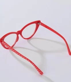 Unique Vintage Disney Bounding|All Things Red>Red & White Polka Dot Cat Eye Glasses