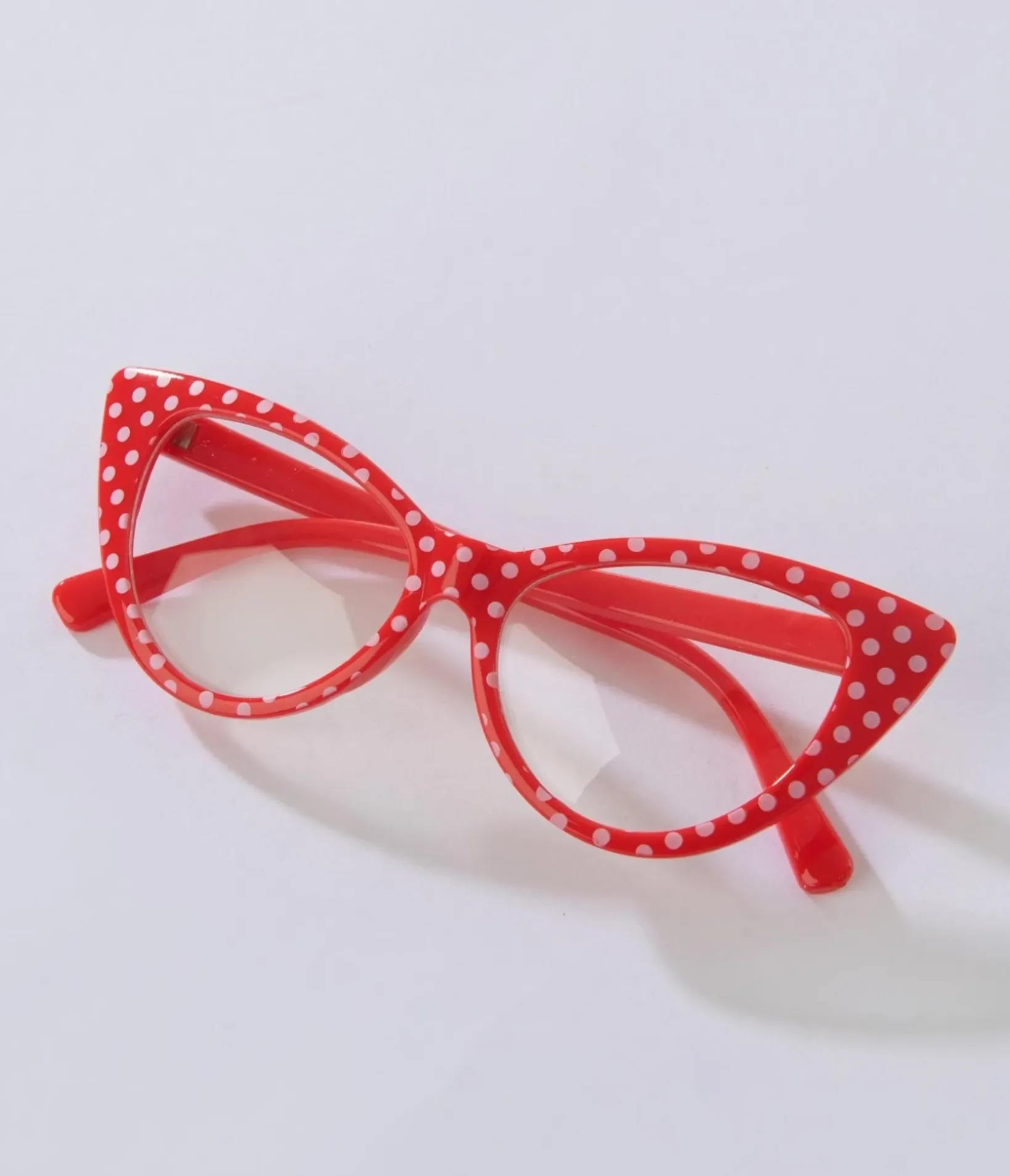 Unique Vintage Disney Bounding|All Things Red>Red & White Polka Dot Cat Eye Glasses