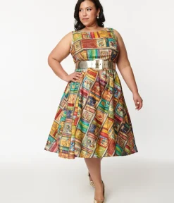 Unique Vintage Midi|Everyday Dresses>Retrolicious Multicolor Fairytales Midi Dress