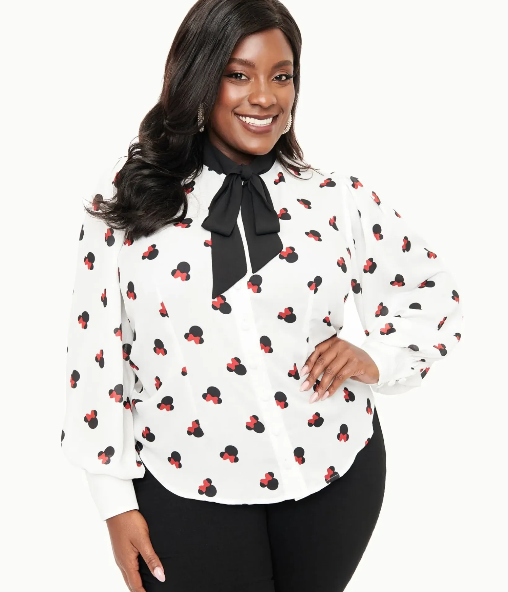Unique Vintage Blouses|Blouses>Retrolicious Plus Size 1950s Winter Floral Cotton Bow Top