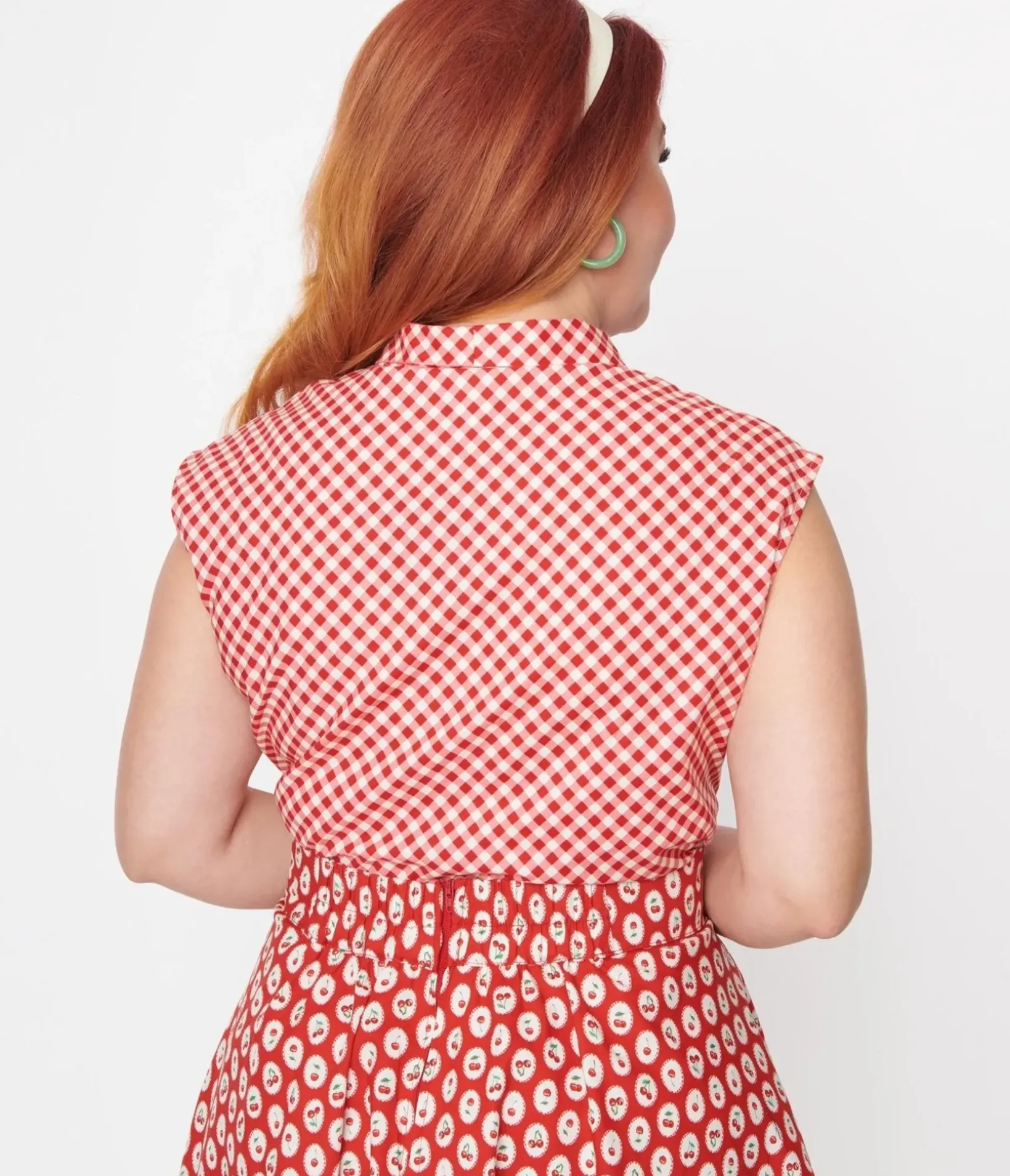 Unique Vintage All Things Red>Retrolicious Red Gingham Bow Top
