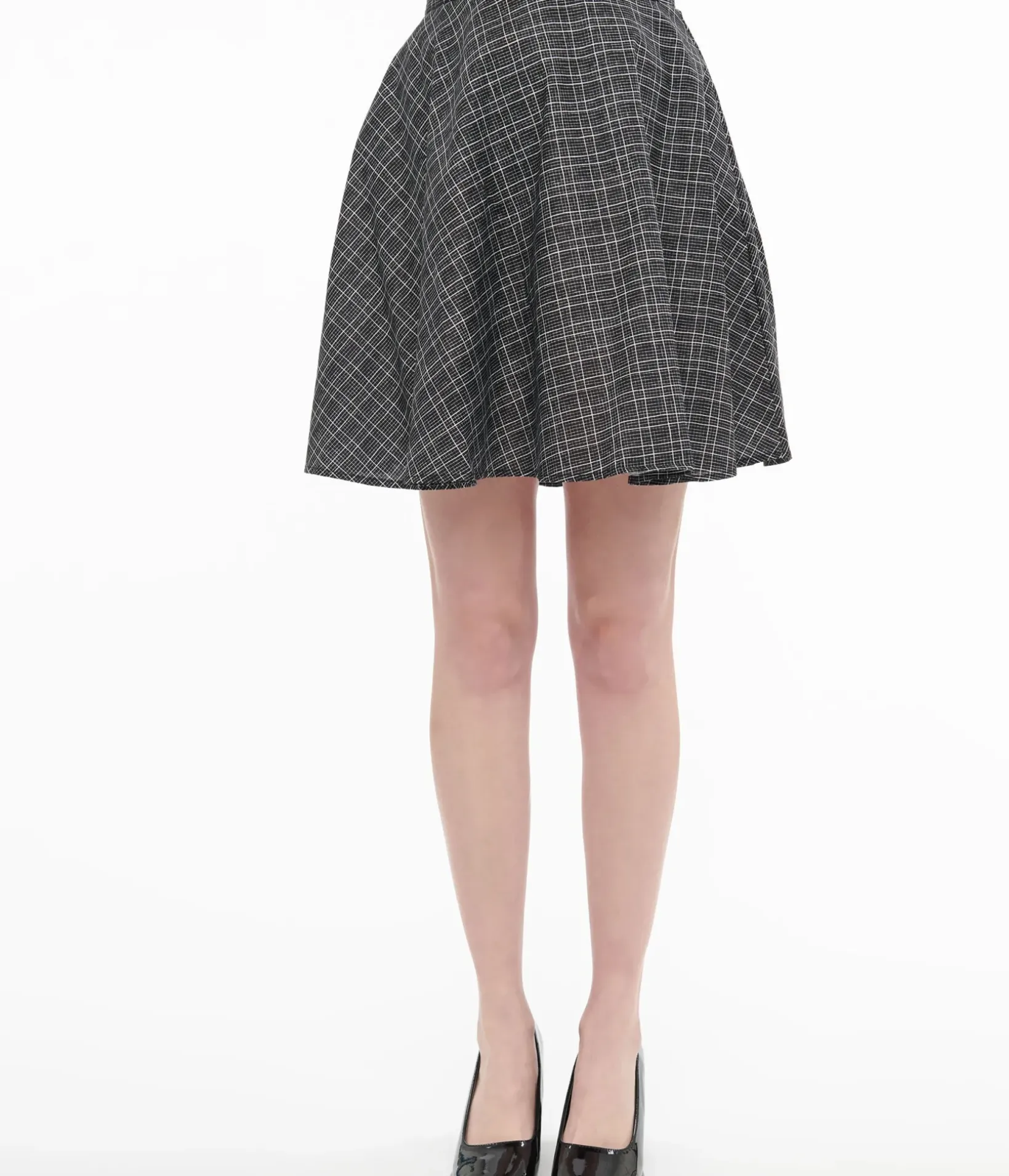 Unique Vintage Fit & Flare|Skirts>Retrolicious 1950s Black & White Check Cotton Skater Skirt