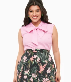 Unique Vintage Blouses|All Things Pink>Retrolicious 1950s Pink & White Polka Dot Cotton Bow Top