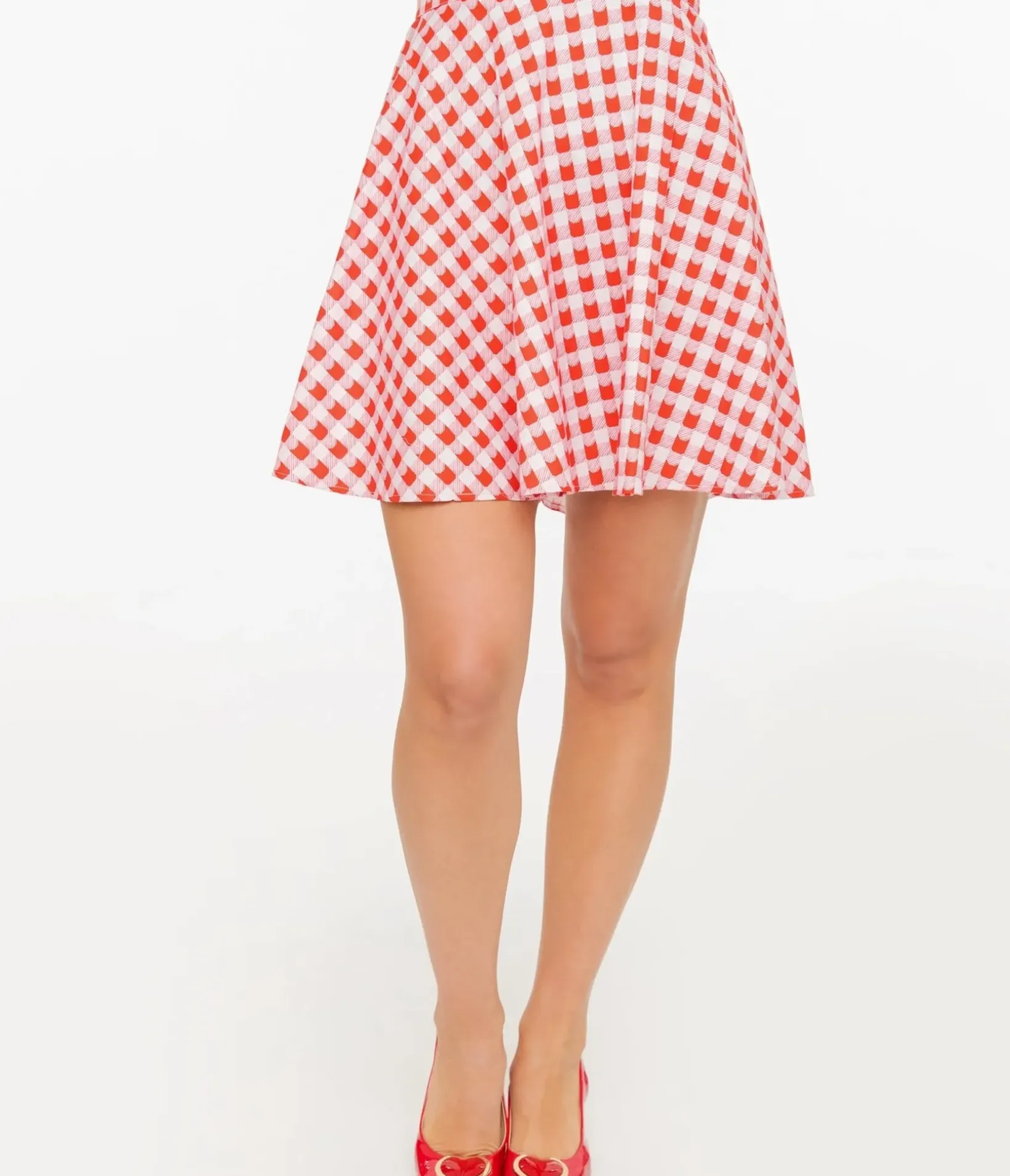 Unique Vintage Skirts|All Things Red>Retrolicious 1950s Red Check Skater Skirt