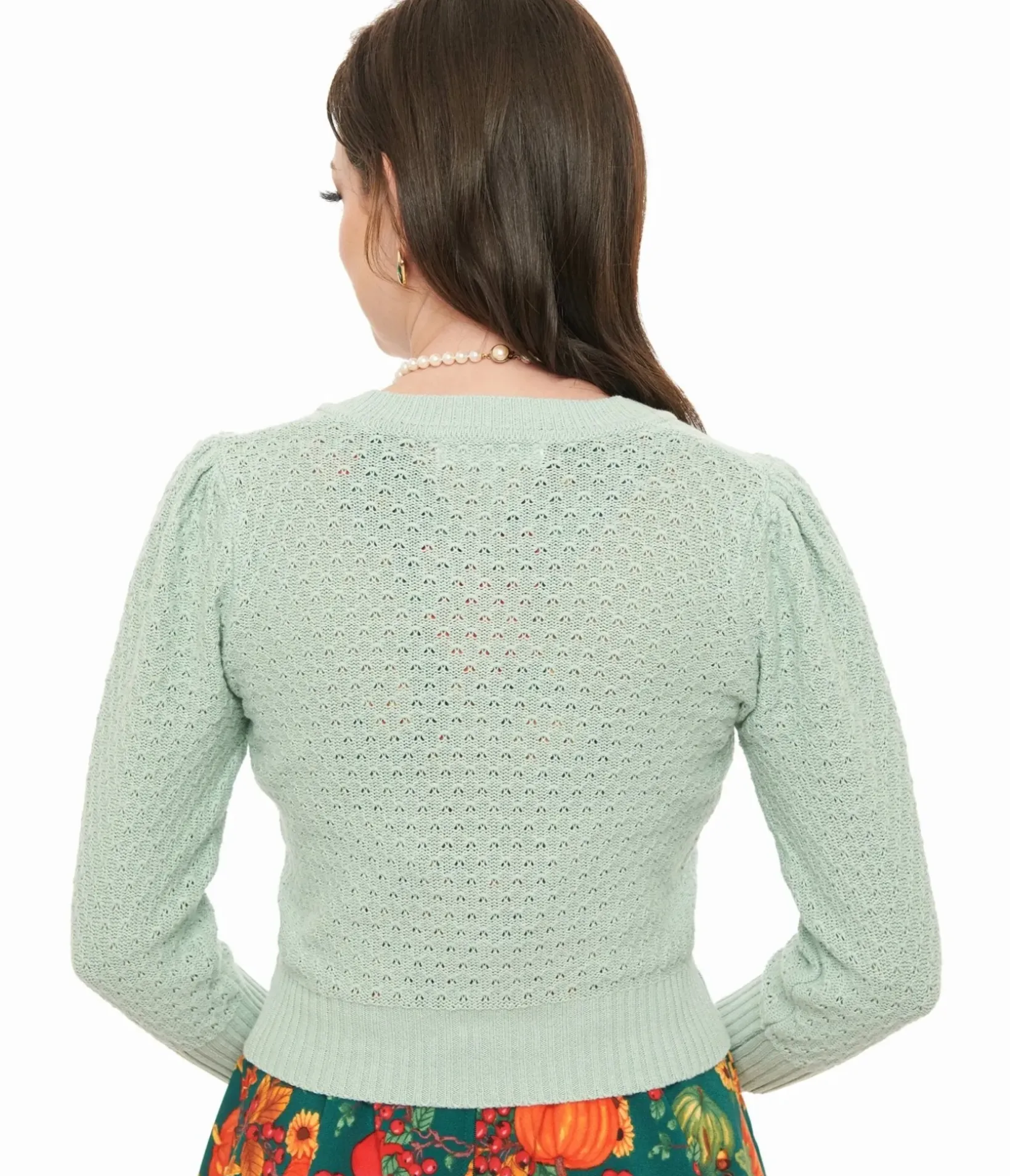 Unique Vintage Sweaters & Cardigans|Work Wear>Retro Style Aqua Crochet Cardigan