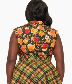Unique Vintage Blouses|Blouses>Royal Monk Plus Size 1950s Black Button Up Celia Blouse