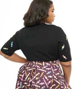 Unique Vintage Sweaters & Cardigans|Sweaters & Cardigans>Royal Monk Plus Size 1950s Black & Rainbow Candy Sweater