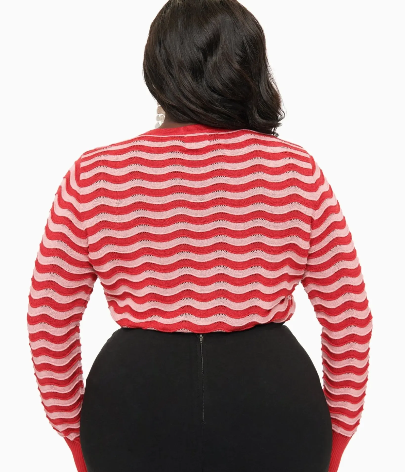 Unique Vintage Sweaters & Cardigans|Sweaters & Cardigans>Royal Monk Plus Size 1970s Red & Pink Sweet Stripes Top