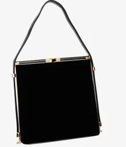 Unique Vintage All Things Black>Royal Monk 1950s Black Velvet Felicia Handbag