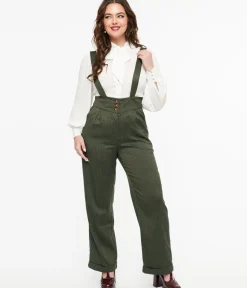 Unique Vintage Pants|Work Wear>Royal Monk 1940s Green Check Jenny Trousers