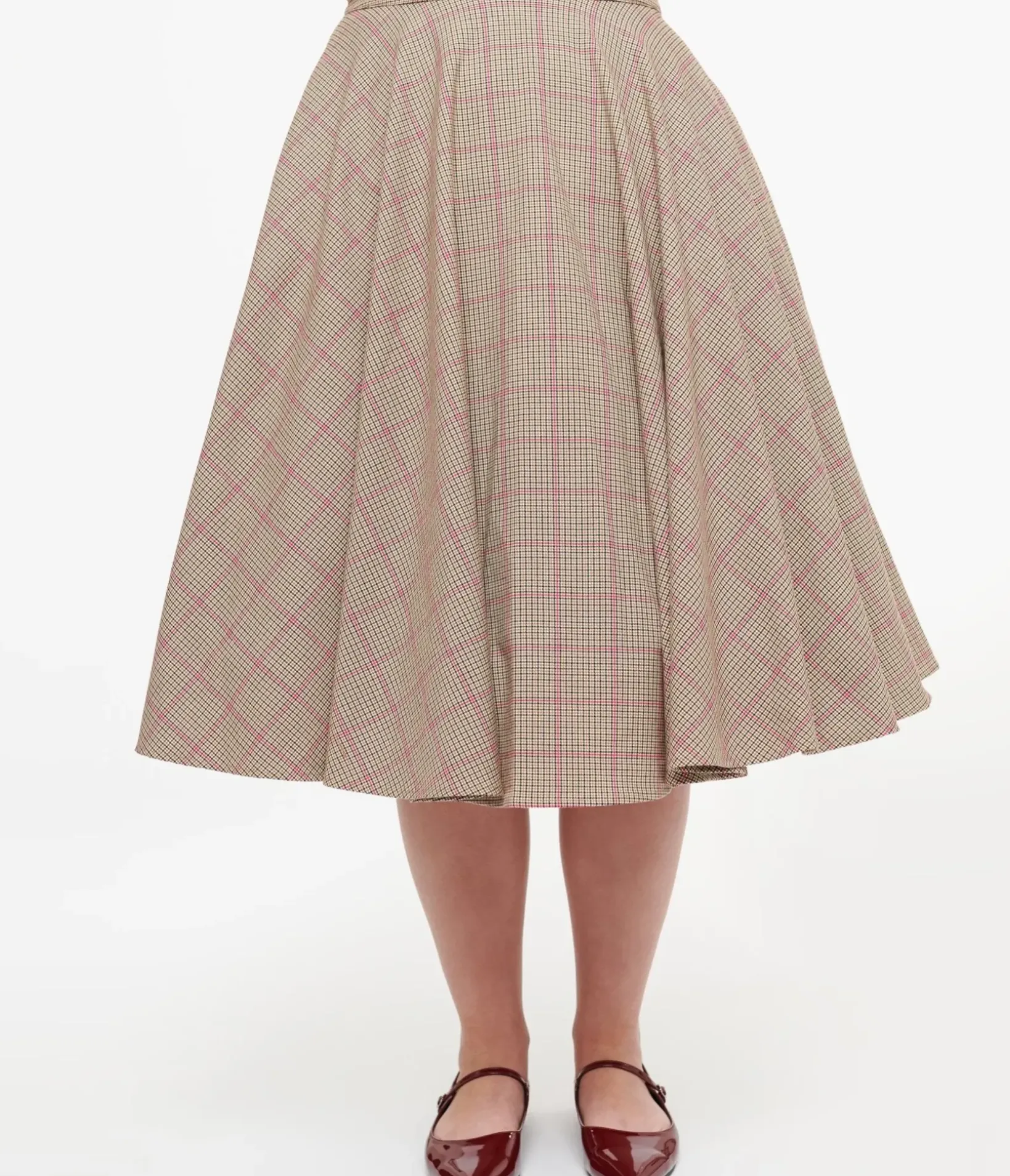 Unique Vintage Skirts|All Things Pink>Royal Monk 1950s Pink Check Florence Swing Skirt