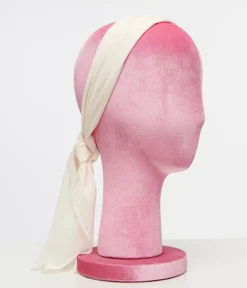 Unique Vintage Taylor Swift Inspired|Honeymoon Outfits>1950s Beige Chiffon Hair Scarf