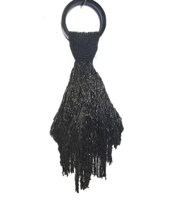 Unique Vintage Special Occasion|Prom Accessories>1920s Black Beaded Fringe Wristlet