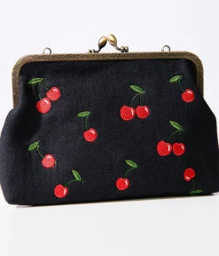 Unique Vintage Date Night Outfits>1950s Black Cherry Handbag