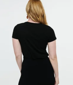 Unique Vintage Graphic Tees|Graphic Tees>1950s Black Hallowitch Fitted Graphic Tee