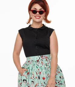 Unique Vintage All Things Black>1950s Black Kitty Top