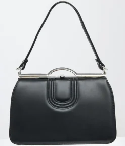 Unique Vintage Work Wear|Date Night Outfits>1950s Black Leatherette Dolores Handbag
