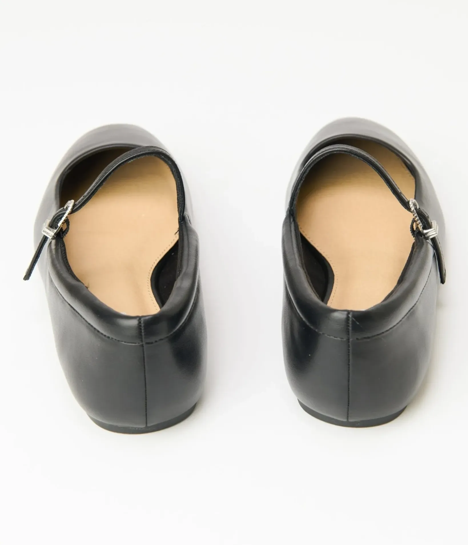 Unique Vintage Flats>1960s Black Leatherette Flats