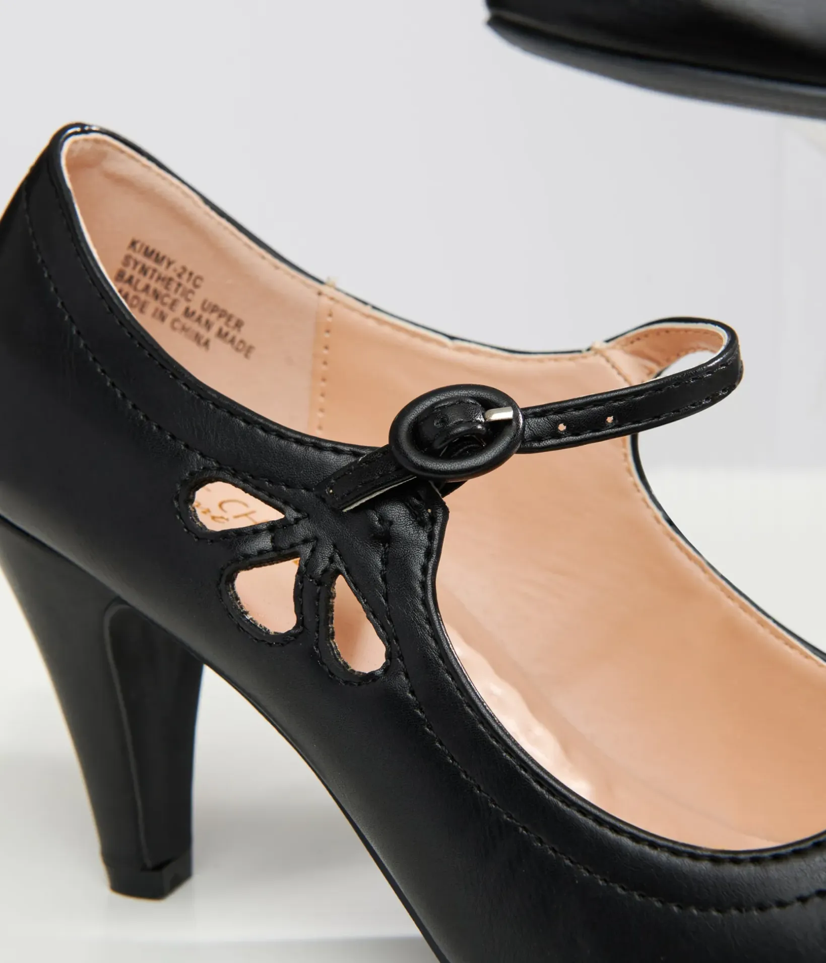 Unique Vintage Work Wear|Heels>1920s Black Leatherette Mary Jane Heels