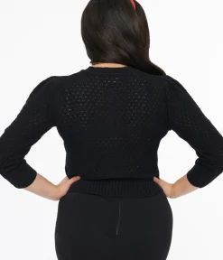 Unique Vintage Sweaters & Cardigans|All Things Black>1950s Black Love At The Ranch Cropped Cardigan