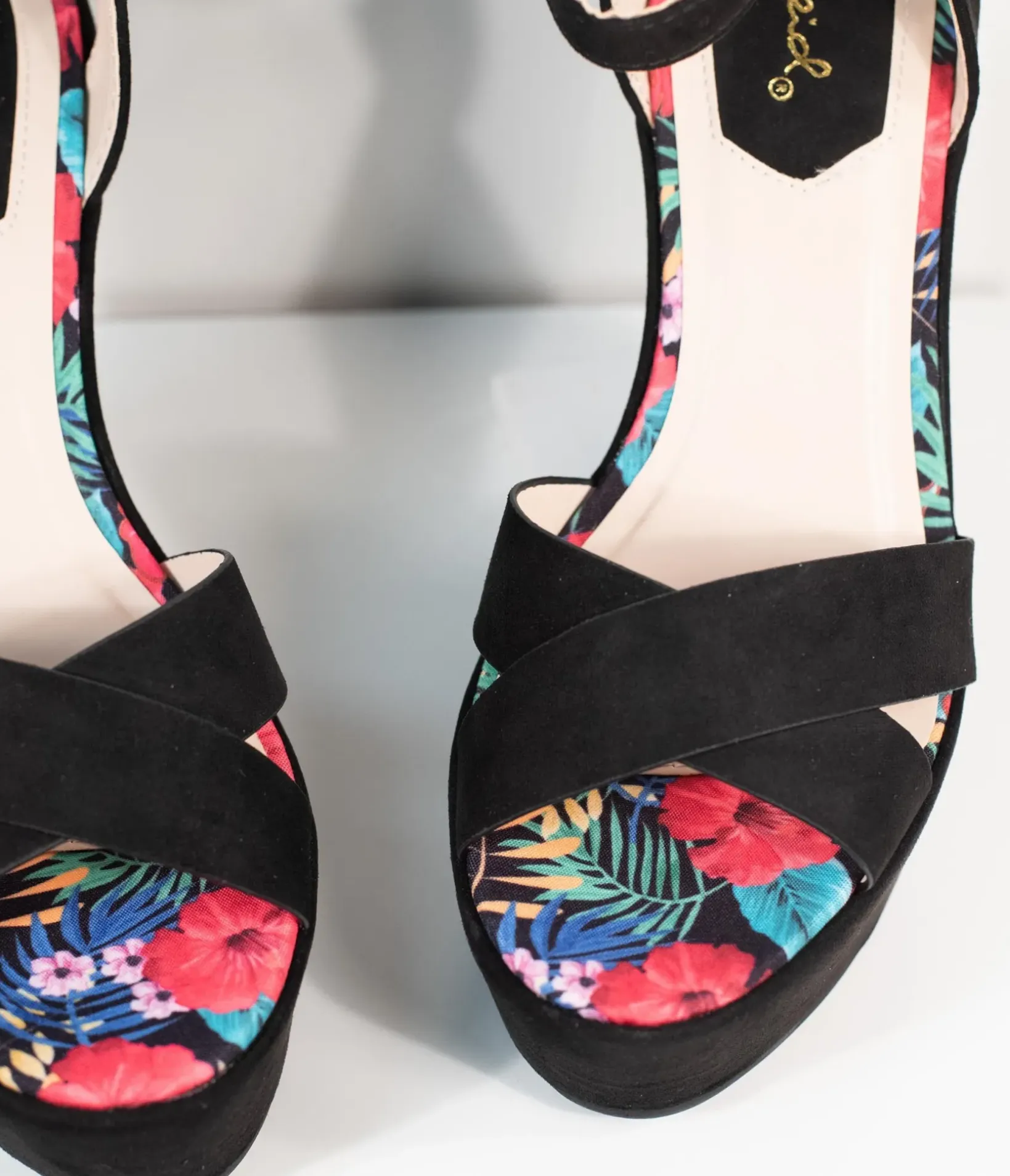Unique Vintage Heels|Wedges>1970s Black Suede Platform Sandal Wedge