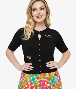 Unique Vintage Sweaters & Cardigans|All Things Black>1950s Black Summer Lovin Cardigan
