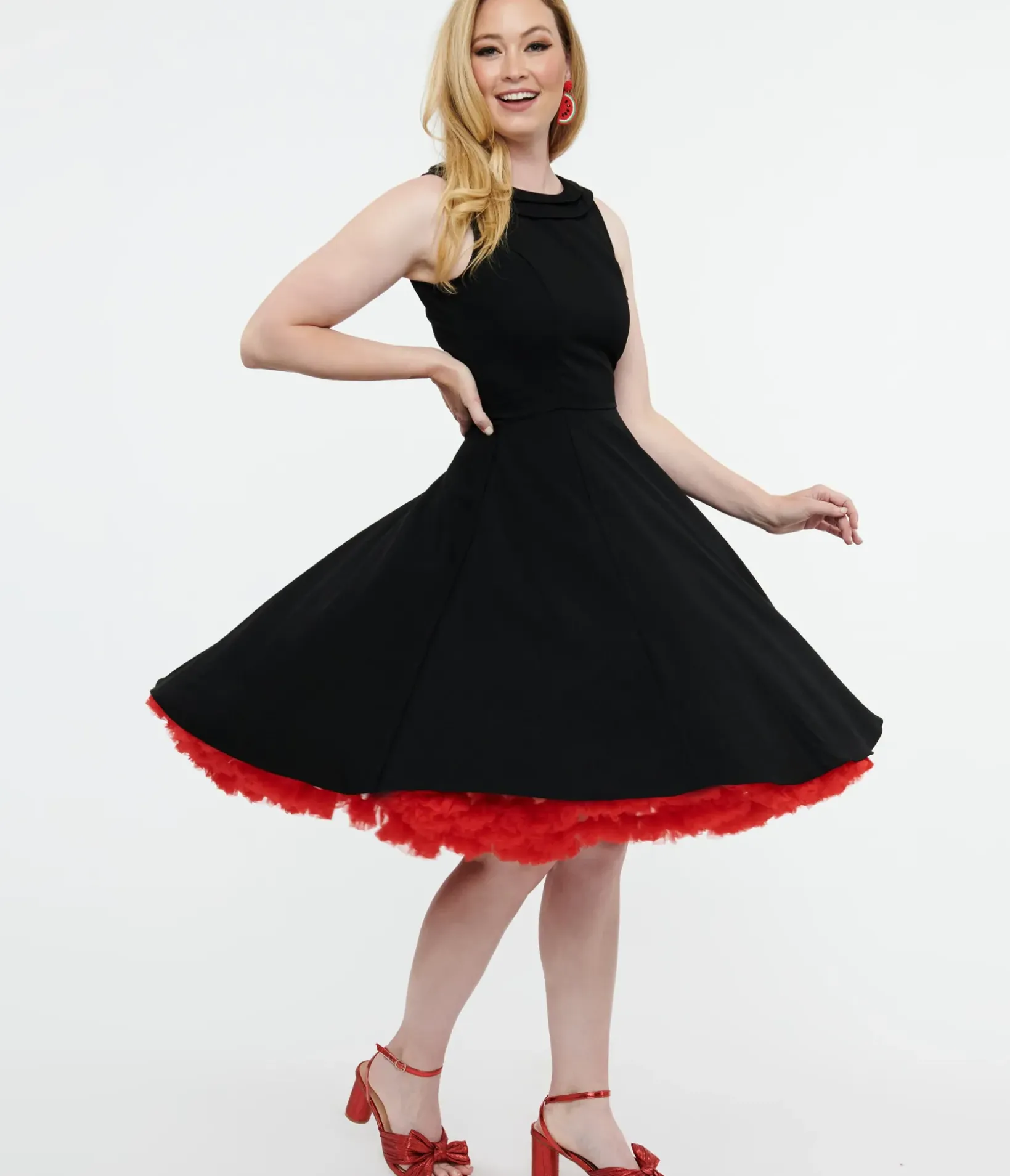 Unique Vintage Swing|Pocket Dresses>1950s Black Swing Dress