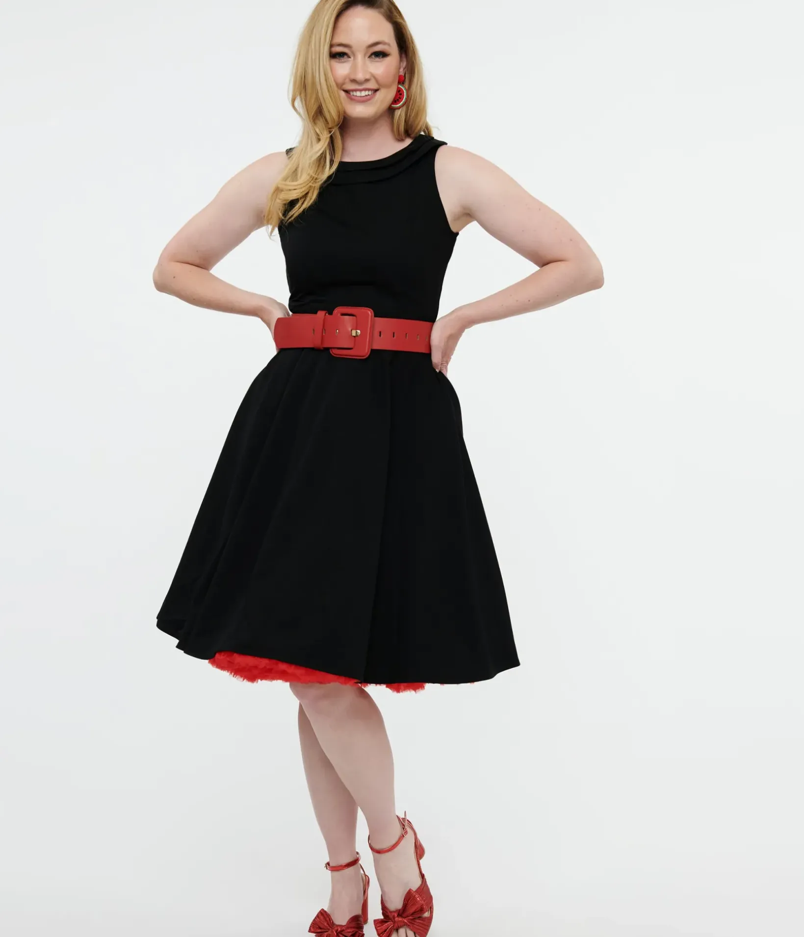 Unique Vintage Swing|Pocket Dresses>1950s Black Swing Dress
