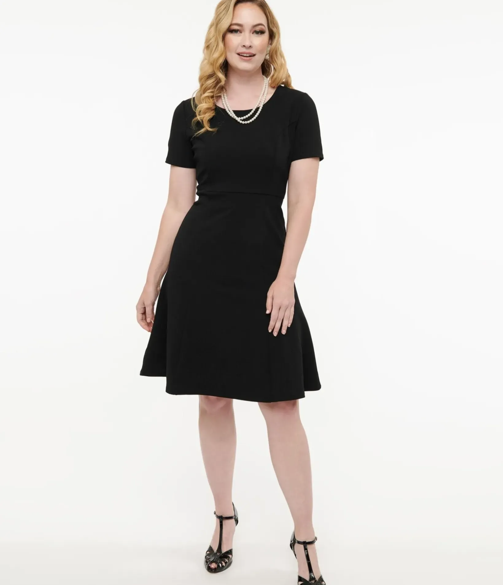 Unique Vintage Swing|Everyday Dresses>1940s Black Swing Dress