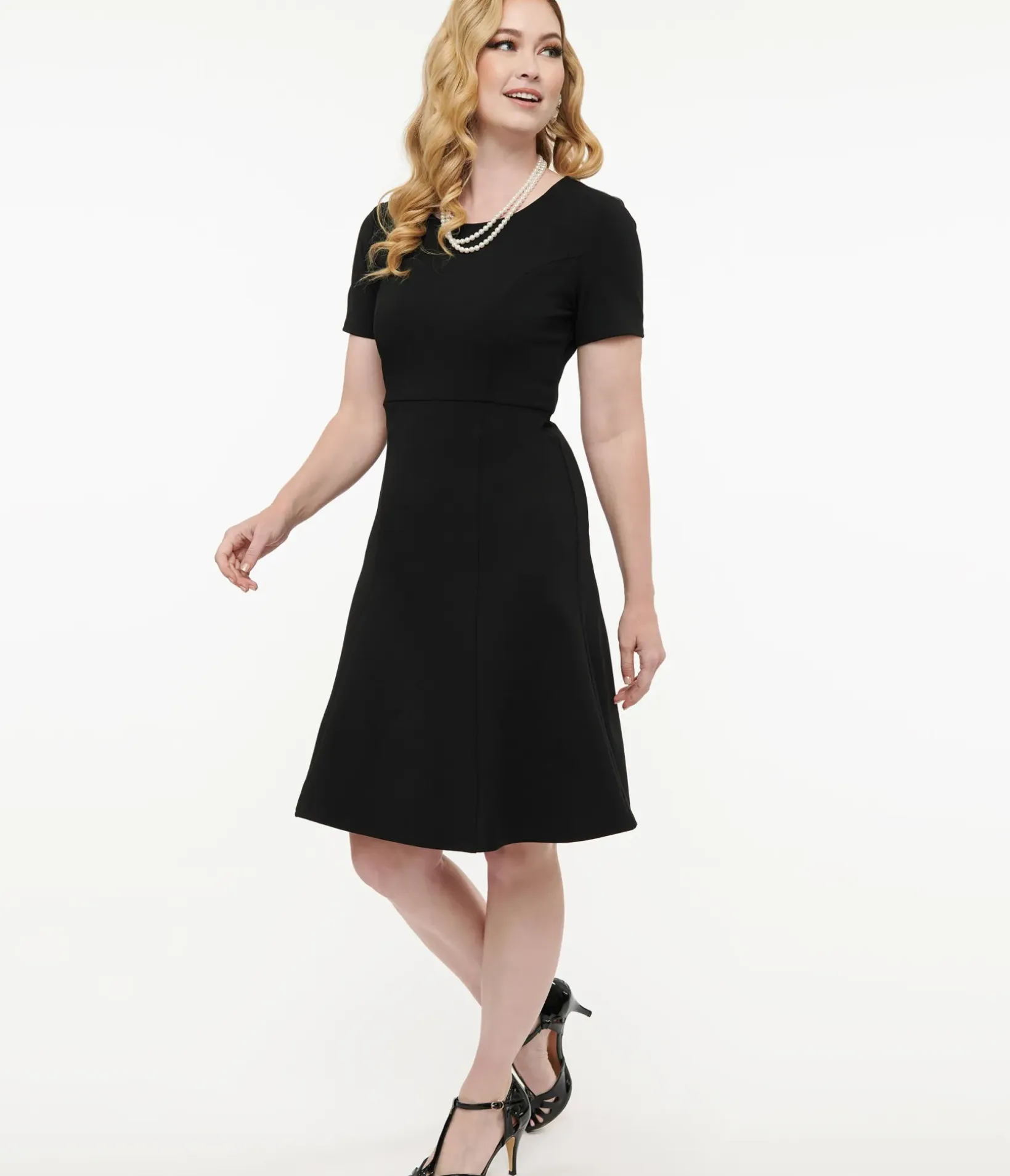 Unique Vintage Swing|Everyday Dresses>1940s Black Swing Dress