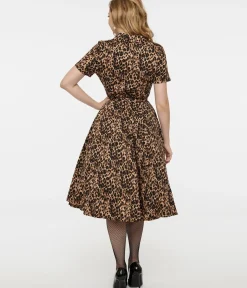 Unique Vintage Swing|Pocket Dresses>1950s Cheetah Girl Belted Swing Dress