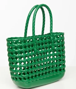 Unique Vintage Summer Vacation>1970s Green Net Handbag