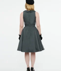 Unique Vintage Swing|Pocket Dresses>1950s Grey Swing Dress