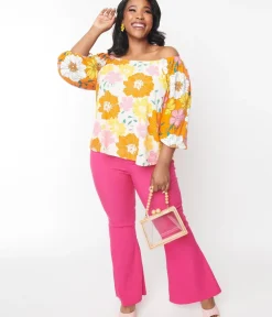 Unique Vintage Concert & Festivals|All Things Pink>1970s Hot Pink Denim Flare Jeans