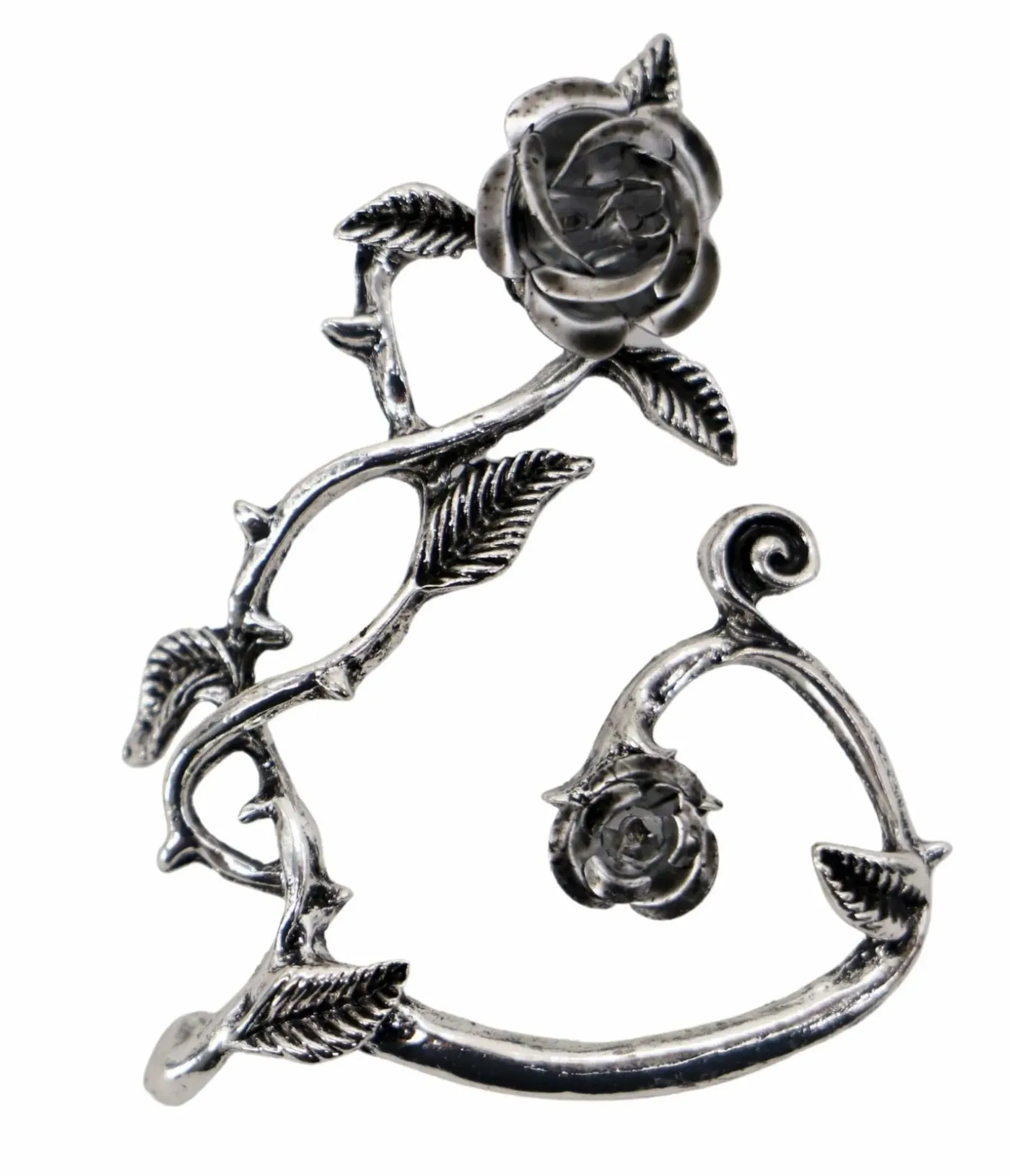 Unique Vintage Earrings>Silver Rose Thorn Ear Cuff