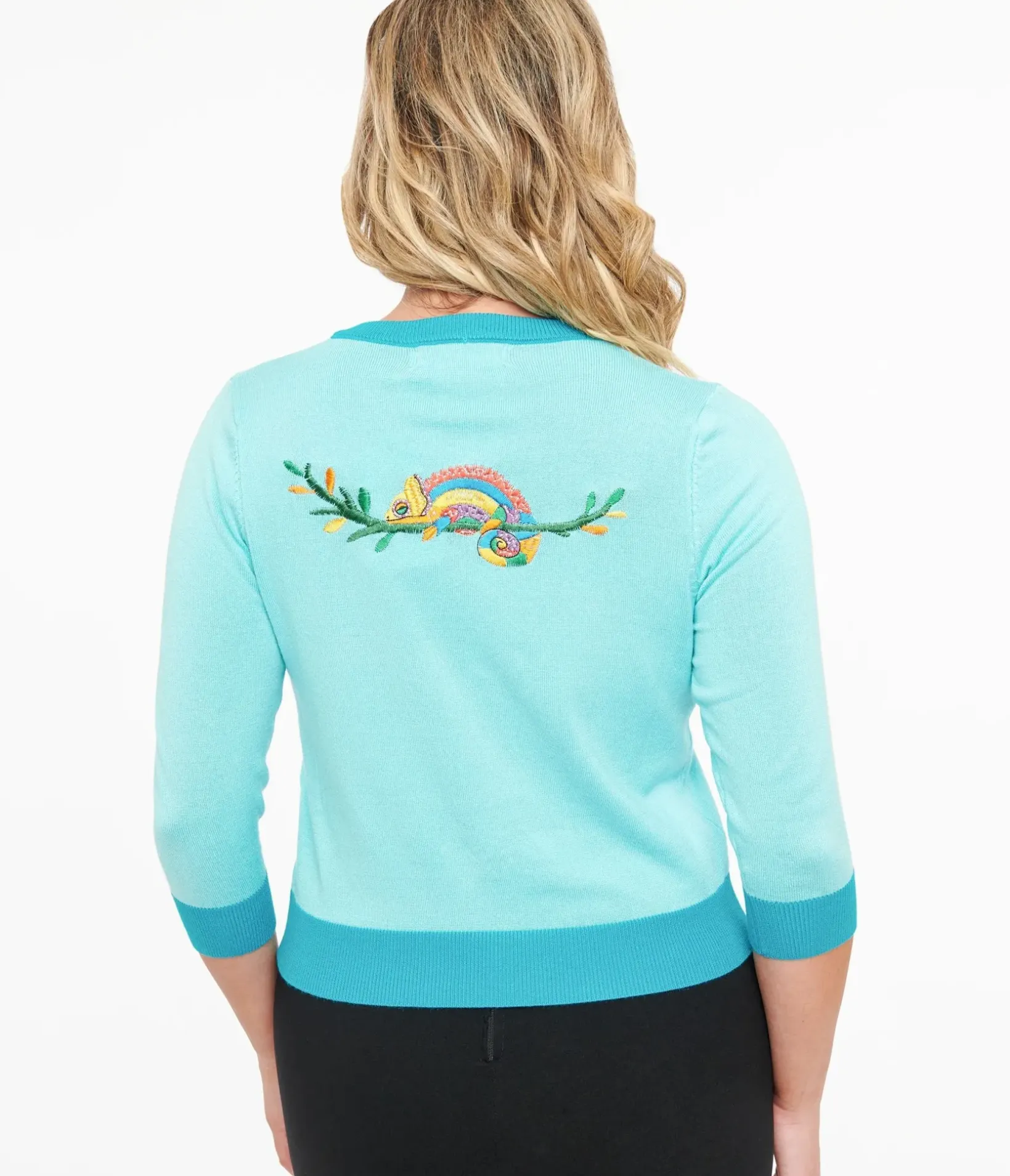 Unique Vintage Sweaters & Cardigans|Work Wear>1950s Light Blue & Chameleon Cardigan