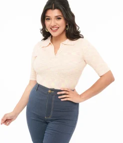 Unique Vintage Blouses|All Things Pink>1970s Light Pink Woven Collared Top