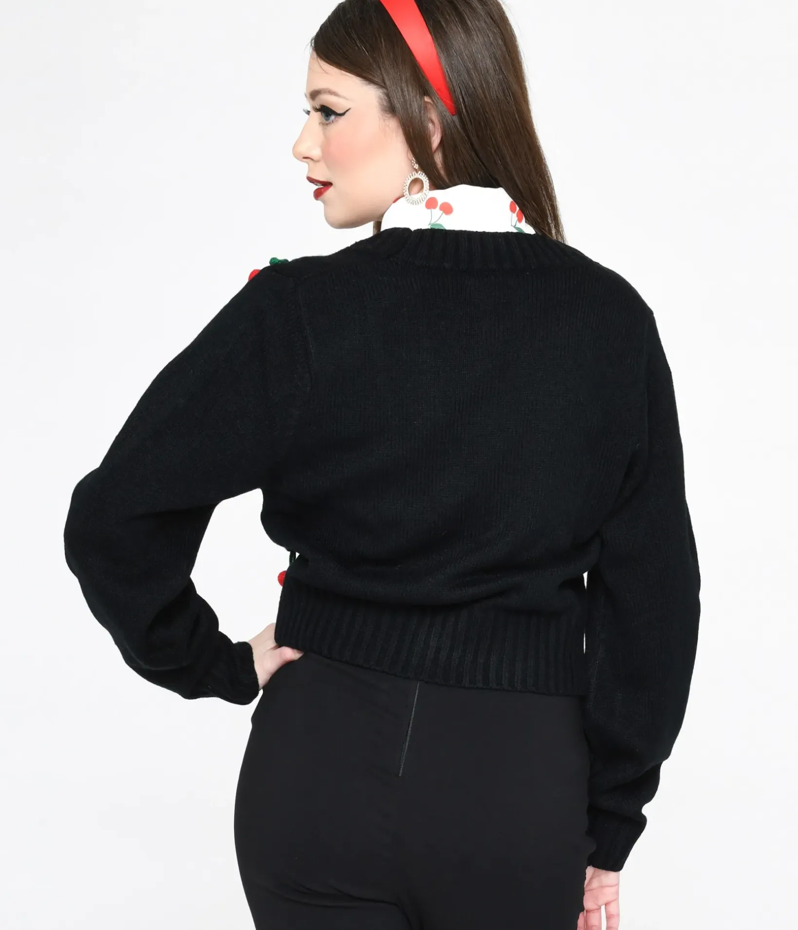 Unique Vintage Sweaters & Cardigans|All Things Black>Smak Parlour Black Cherries Cropped Knit Cardigan