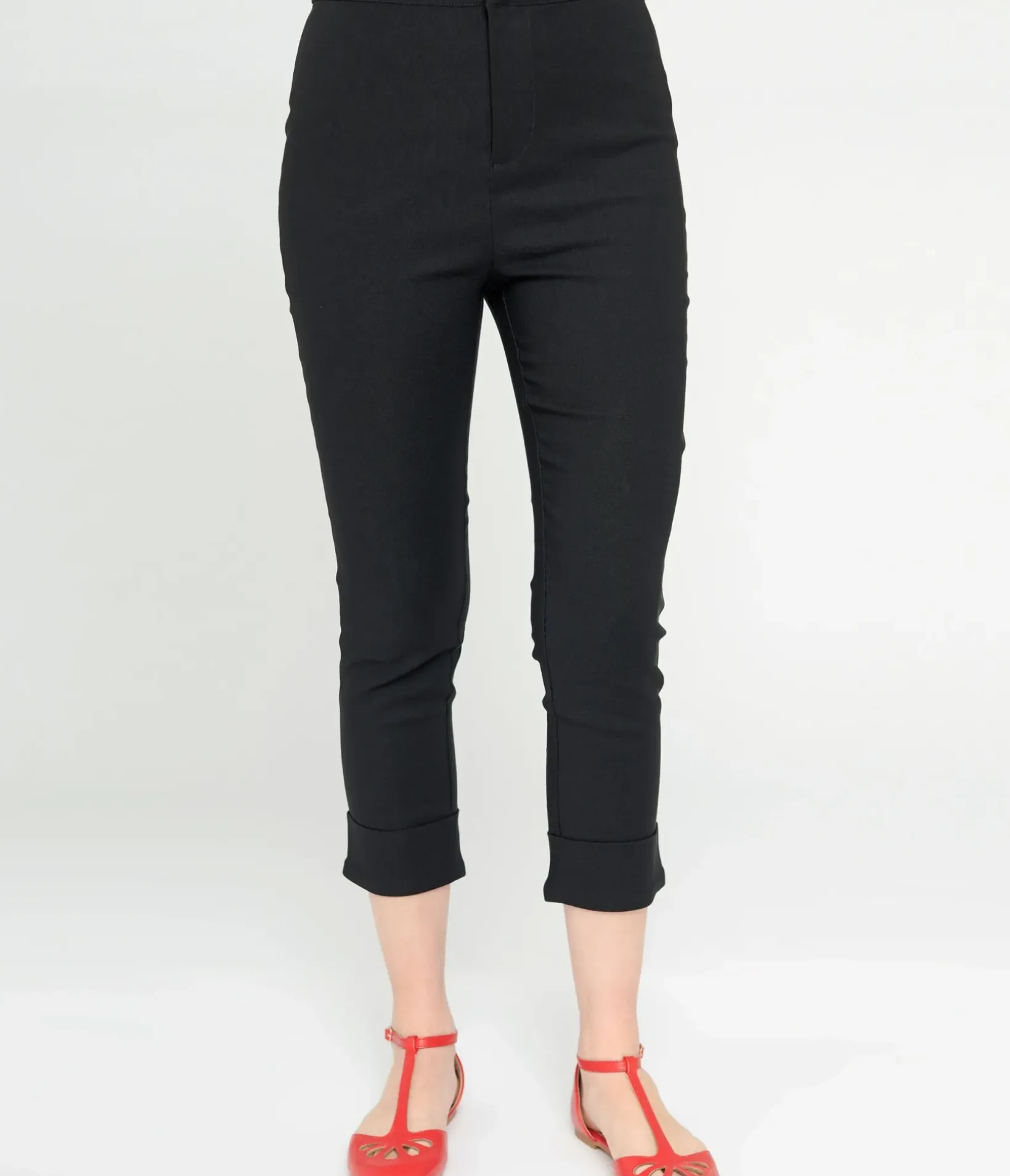 Unique Vintage All Things Black>Smak Parlour Black & Cherry Pocket Smarty Pants Capri