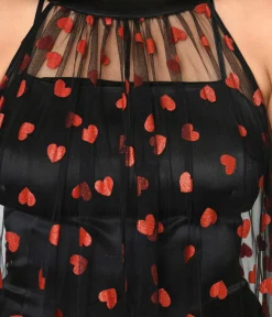 Unique Vintage Everyday Dresses|All Things Black>Smak Parlour Black Mesh & Glitter Hearts Organza Dress